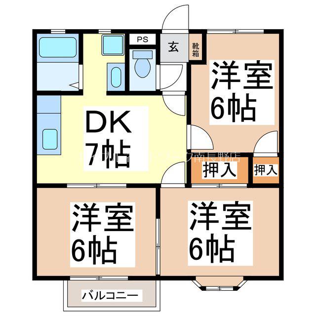 アネックス寺澤I(3DK/1階)の間取り写真