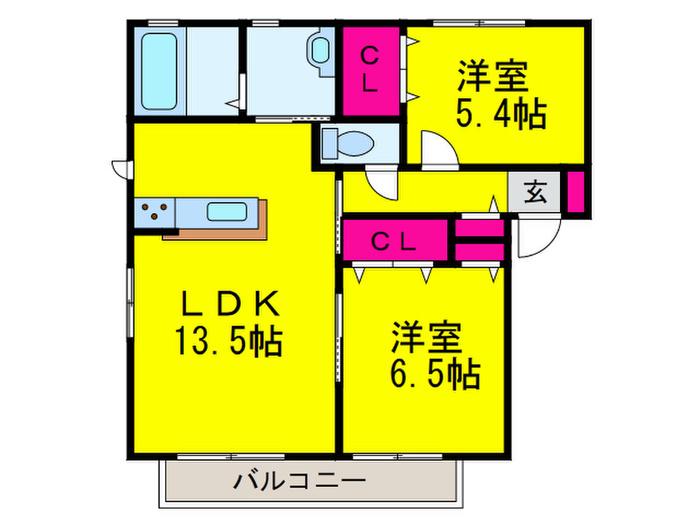 DAIKEN浜寺南町IIIIIIV I(2LDK/2階)の間取り写真
