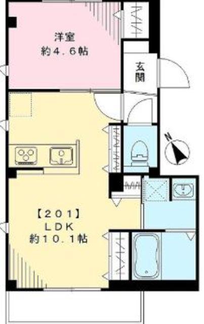 カーサアリエス(1LDK/2階)の間取り写真