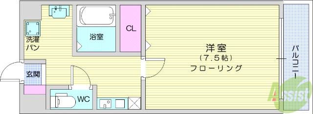 ハイツよつば(1K/3階)の間取り写真
