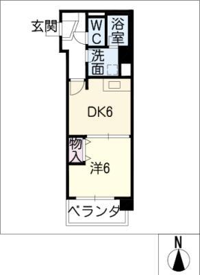 マリンキャッスル新舞子(1DK/5階)の間取り写真