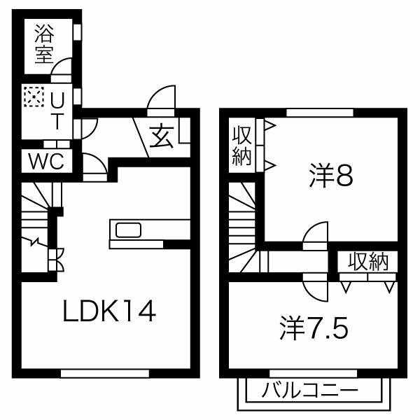 GREENCOURT社が丘(2LDK/1階)の間取り写真