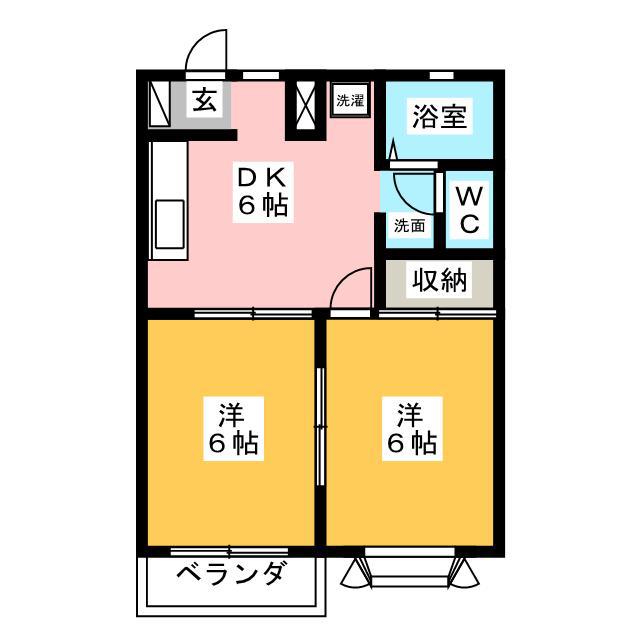 グリーンパークB(2DK/2階)の間取り写真