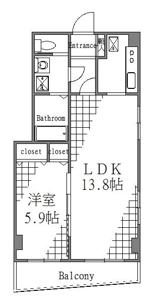 260702 レヴァンテ両国(1LDK/7階)の間取り写真