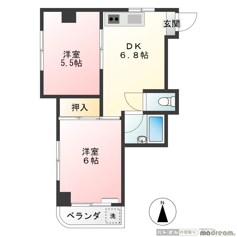 グラシア梅田(2DK/4階)の間取り写真