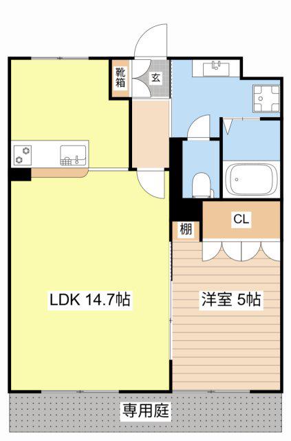 キーウエスト(1LDK/1階)の間取り写真