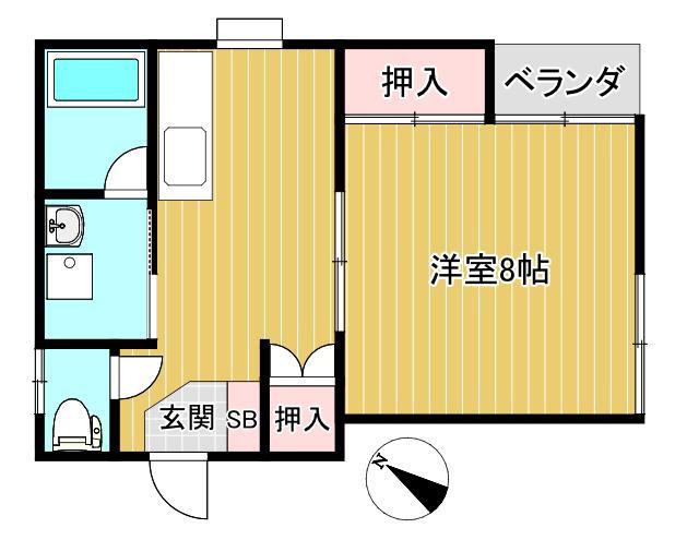 K-HOUSE(1DK/2階)の間取り写真