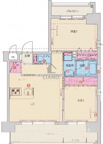 ALFACIO サウス FONTE(2LDK/8階)の間取り写真