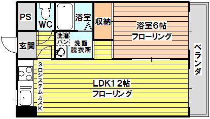 マンションROVER(1LDK/3階)の間取り写真