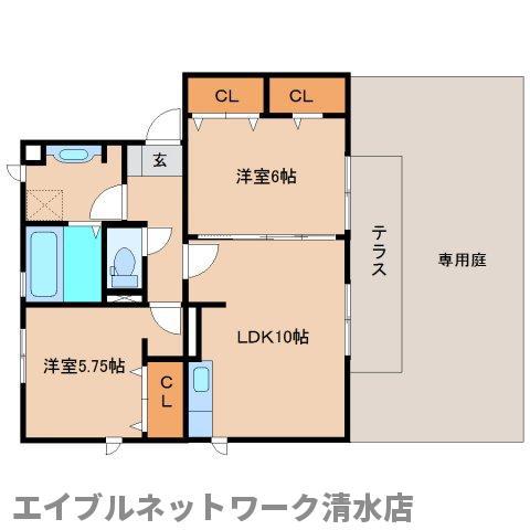 アクアプリータ(2LDK/1階)の間取り写真