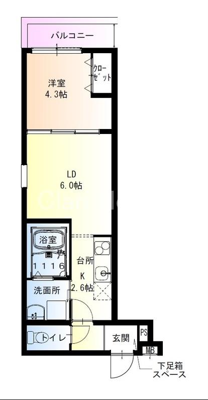フジパレス鴫野東イースト(1LDK/3階)の間取り写真