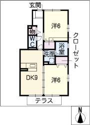 グランディールA棟(2DK/1階)の間取り写真