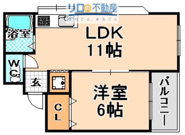 エスポワール野間(1LDK/1階)の間取り写真