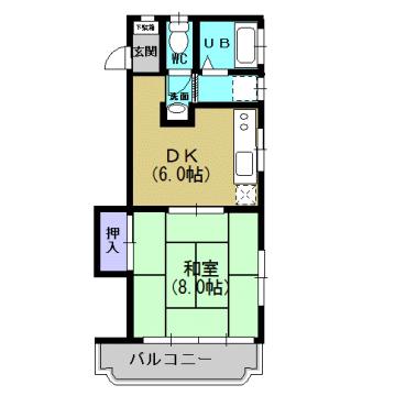 セジュールロマン(1DK/2階)の間取り写真