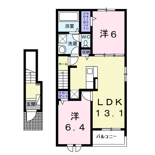セルフィーユ I(2LDK/2階)の間取り写真
