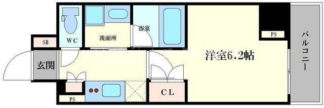 リーガル南船場III(1K/6階)の間取り写真
