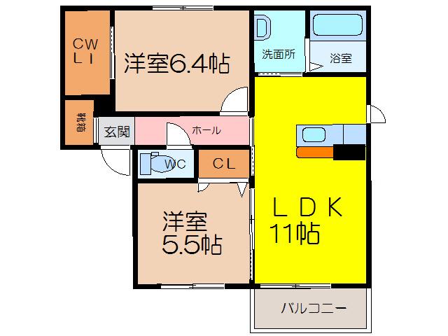 サンライズ969(2LDK/2階)の間取り写真