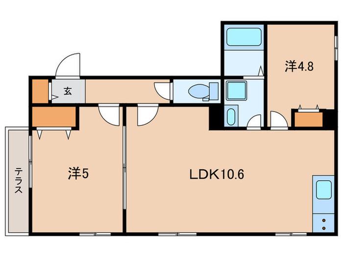 アルデバランK(2LDK/1階)の間取り写真