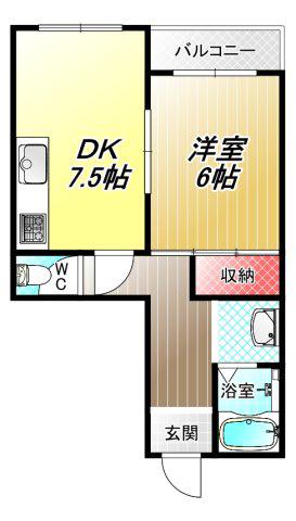フローラルハイツ大興(1DK/2階)の間取り写真