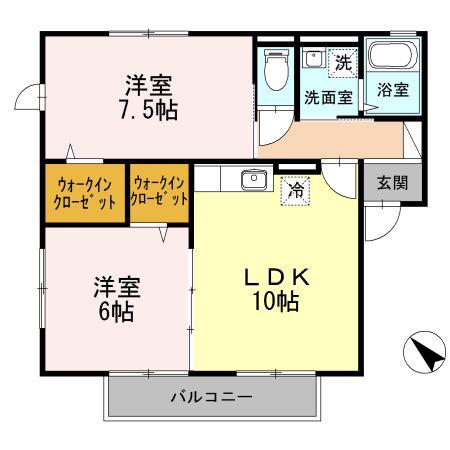 エーリNAKANO(2LDK/2階)の間取り写真
