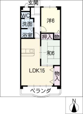 カデンツア ライフ恭(2LDK/4階)の間取り写真