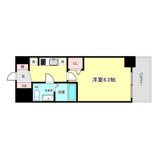 エグゼ大阪BAYCITY(1K/2階)の間取り写真