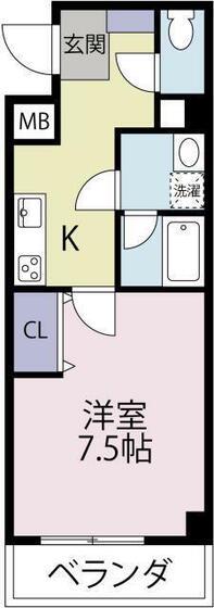 メゾンペジーブル(1K/1階)の間取り写真