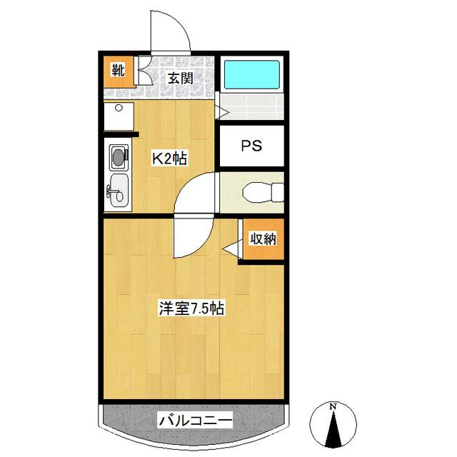 グリーンヒル飯田C(1K/1階)の間取り写真