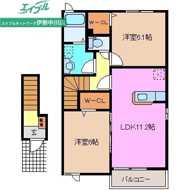 ソリジェB(2LDK/2階)の間取り写真