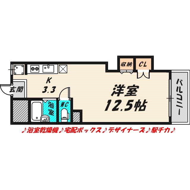 スパジオ関目(ワンルーム/2階)の間取り写真