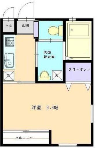 スカイハイツ国領(1K/2階)の間取り写真