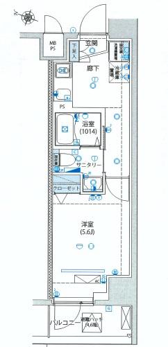 LEXE横濱阪東橋II(1K/5階)の間取り写真