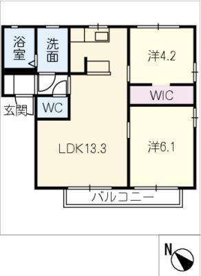 タカトアベニューD棟(3DK/2階)の間取り写真