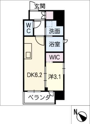ISM平安通(1DK/10階)の間取り写真