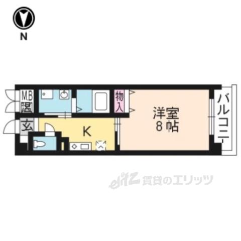 ＪＲ山陰本線 丹波口駅 徒歩8分 3階建 築22年(1K/2階)の間取り写真