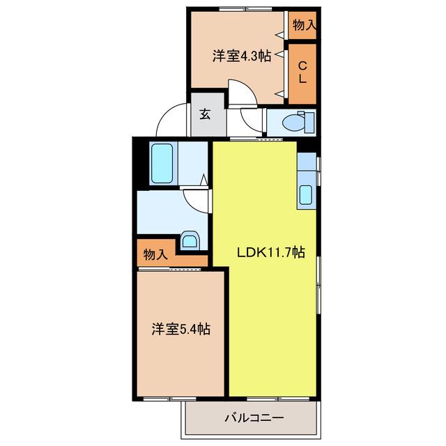 ファミール(2LDK/2階)の間取り写真