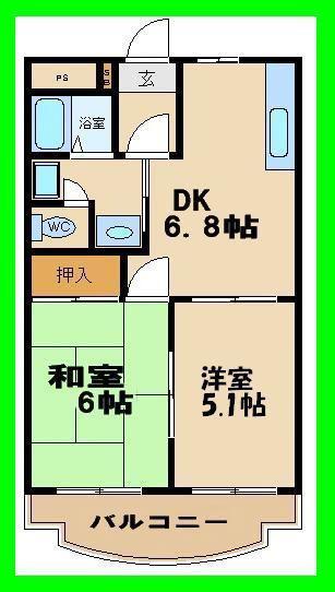 ガーデンスクエア(2DK/1階)の間取り写真