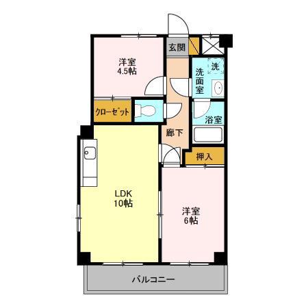 第5フェニックス(2LDK/4階)の間取り写真