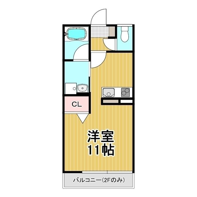 ウィズハイム宮田 B棟(ワンルーム/2階)の間取り写真
