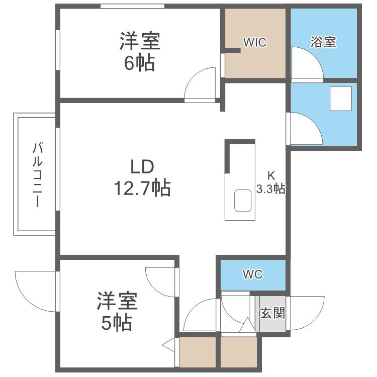 BARNEYS FORTUNATO(2LDK/3階)の間取り写真