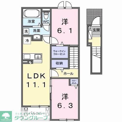 ヴィラ シルク I(2LDK/2階)の間取り写真