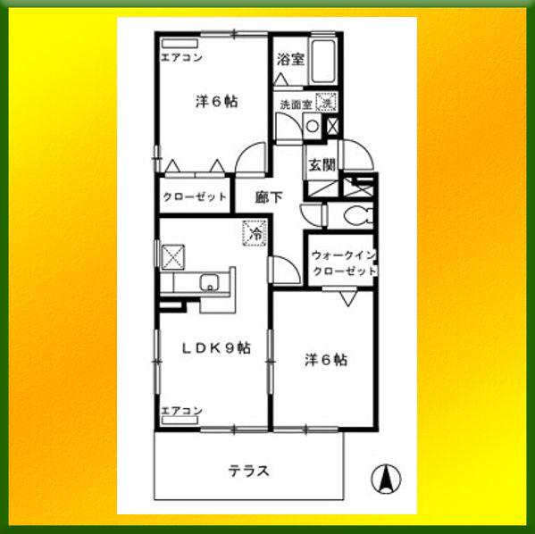 メゾンフルール(2LDK/1階)の間取り写真