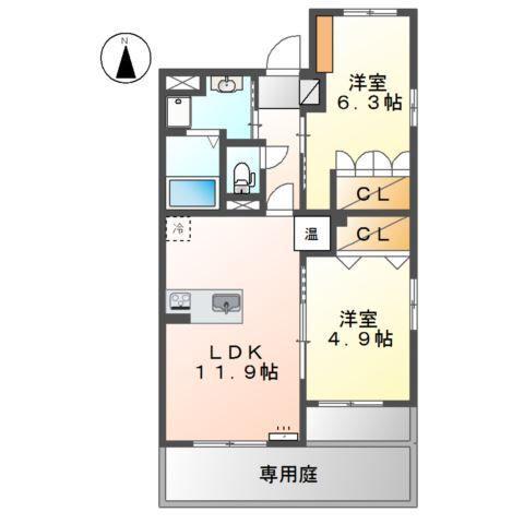 ディアコート(2LDK/1階)の間取り写真