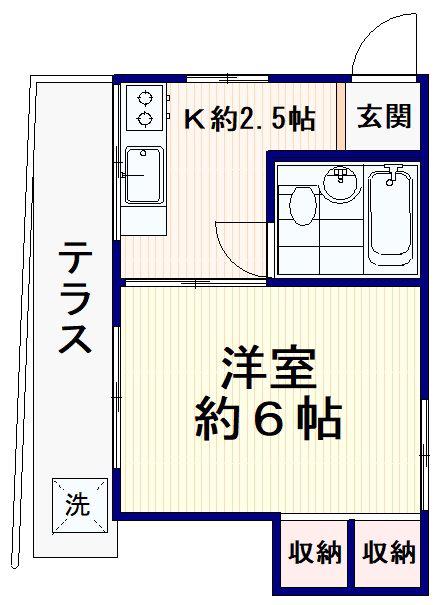 レジデンス田中(1K/1階)の間取り写真