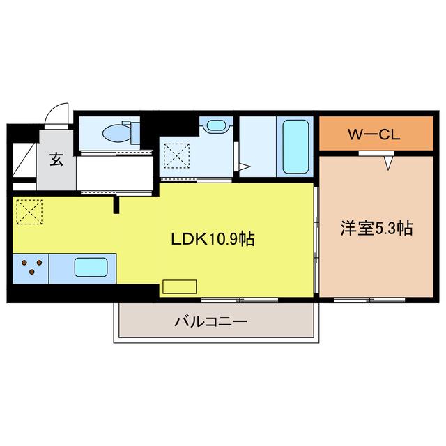 AFFINER(1LDK/2階)の間取り写真