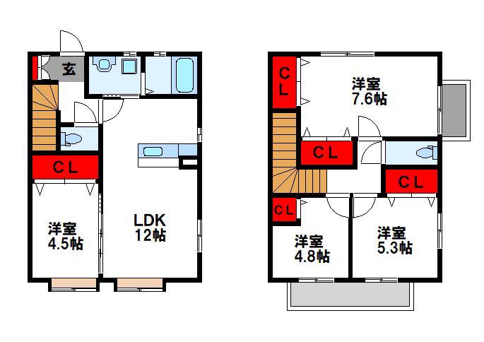 エーストゥ粕屋(4LDK/1階)の間取り写真