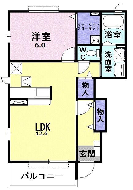 ヴィラサンシャイン(1LDK/1階)の間取り写真