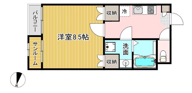 JOY婦中(1K/3階)の間取り写真