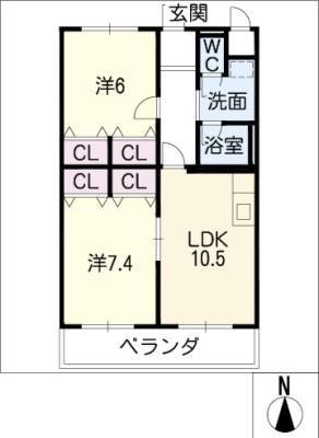 ハイム オーク(2LDK/3階)の間取り写真