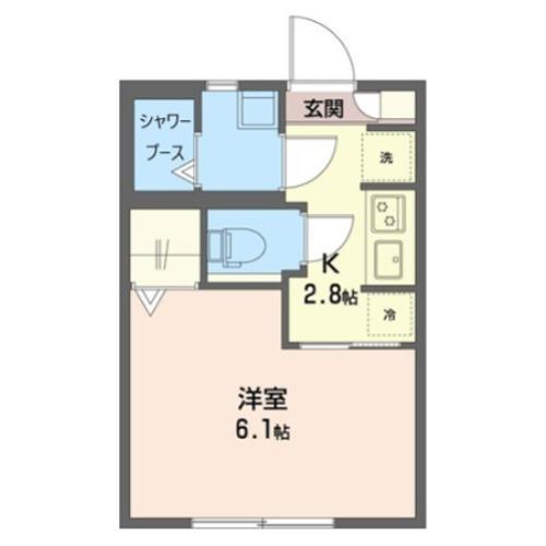 フレア若林(1K/2階)の間取り写真